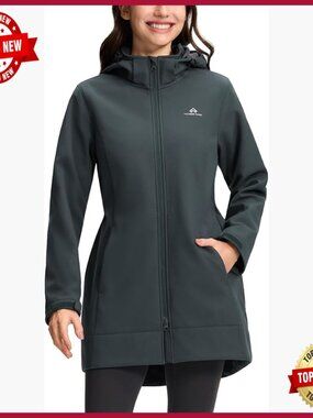Women's Fleece Lined Softshell Jacket Waterproof Windbreaker with Removable Hood